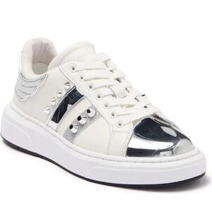 John Richmond Studded Rhinestone/mirror Sneakers White Calfskin US 8 🔥